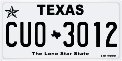 TX license plate CUO3012
