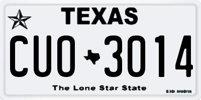 TX license plate CUO3014