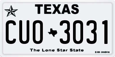 TX license plate CUO3031
