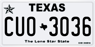 TX license plate CUO3036