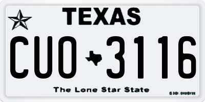 TX license plate CUO3116