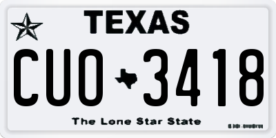 TX license plate CUO3418