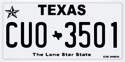 TX license plate CUO3501