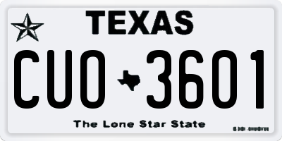 TX license plate CUO3601
