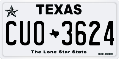 TX license plate CUO3624