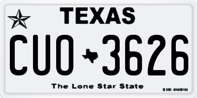 TX license plate CUO3626