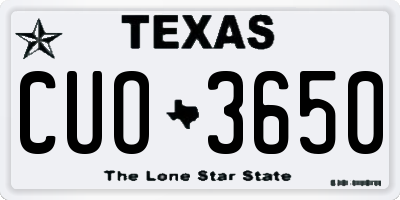 TX license plate CUO3650