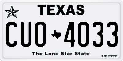 TX license plate CUO4033