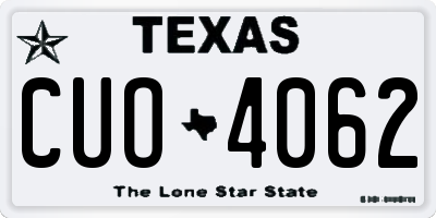 TX license plate CUO4062