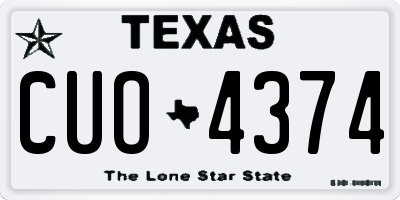 TX license plate CUO4374