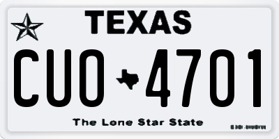 TX license plate CUO4701