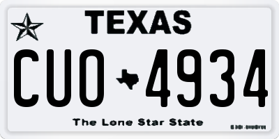 TX license plate CUO4934