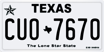 TX license plate CUO7670