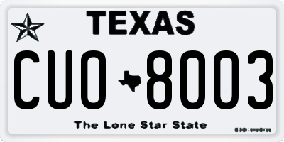 TX license plate CUO8003