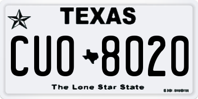 TX license plate CUO8020