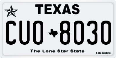 TX license plate CUO8030