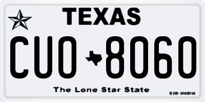 TX license plate CUO8060