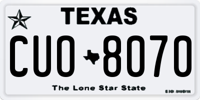 TX license plate CUO8070