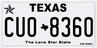 TX license plate CUO8360