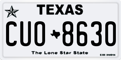 TX license plate CUO8630