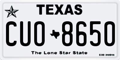 TX license plate CUO8650