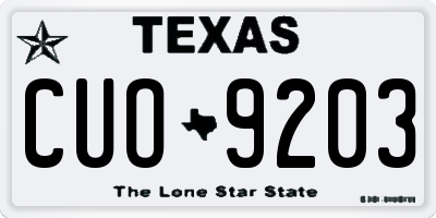 TX license plate CUO9203