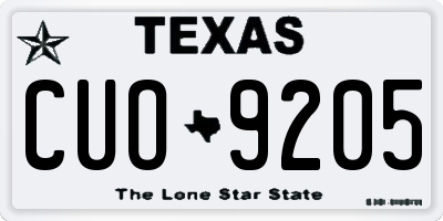 TX license plate CUO9205