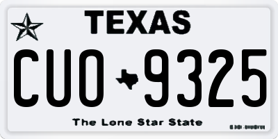 TX license plate CUO9325