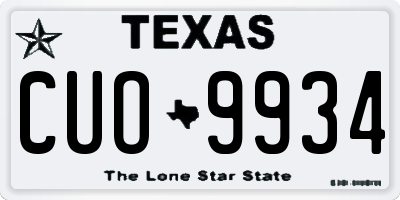 TX license plate CUO9934
