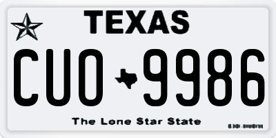 TX license plate CUO9986