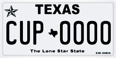TX license plate CUP0000