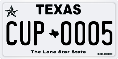 TX license plate CUP0005