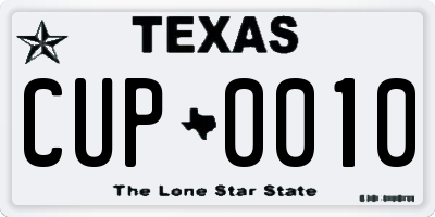TX license plate CUP0010