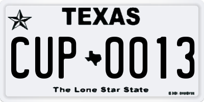 TX license plate CUP0013