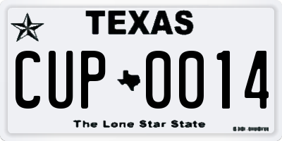 TX license plate CUP0014