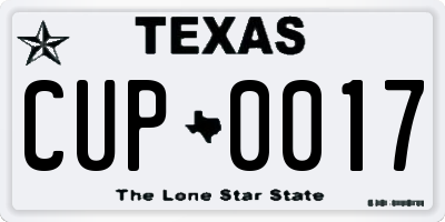 TX license plate CUP0017