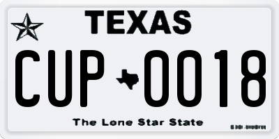TX license plate CUP0018