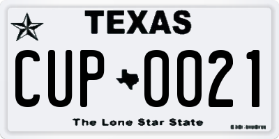 TX license plate CUP0021