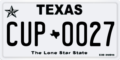 TX license plate CUP0027