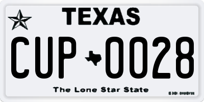 TX license plate CUP0028