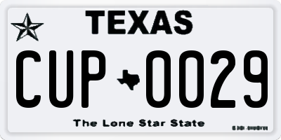 TX license plate CUP0029