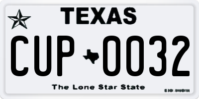 TX license plate CUP0032