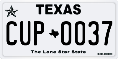 TX license plate CUP0037