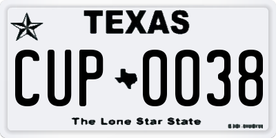 TX license plate CUP0038