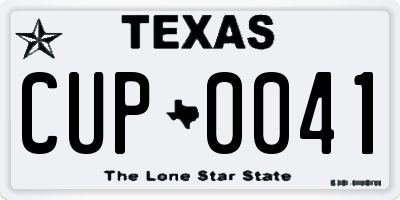 TX license plate CUP0041