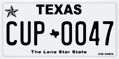 TX license plate CUP0047