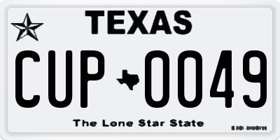 TX license plate CUP0049