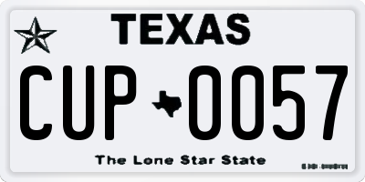 TX license plate CUP0057