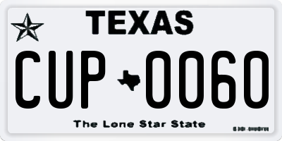 TX license plate CUP0060