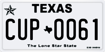 TX license plate CUP0061